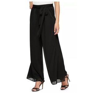 Alex Evenings Women's Wide Leg Chiffon Dress Pant Black XL